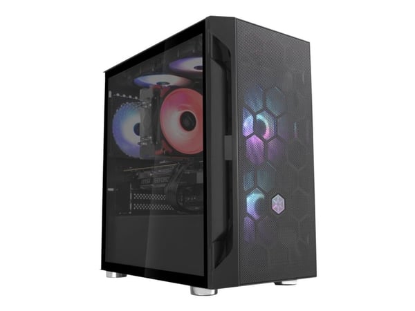 SilverStone FARA H1M - Mikro - micro ATX - genomskinlig sidopanel (härdat glas) - ingen strömförsörjning (ATX / PS/2) - svart - USB/ljud