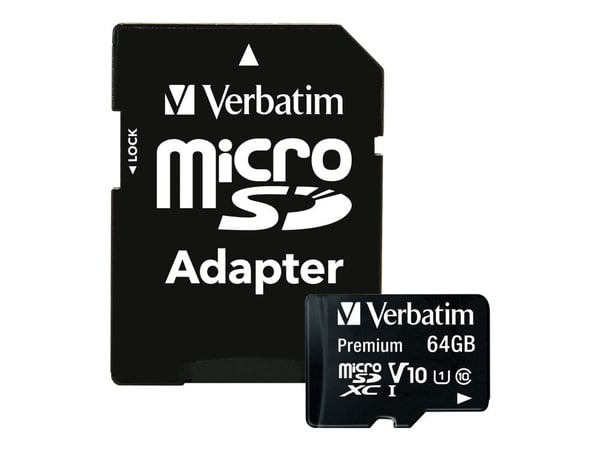 Verbatim Premium - Flashminnekort (SD-adapter inkludert) - 64 GB - Klasse 10 - microSDXC UHS-I