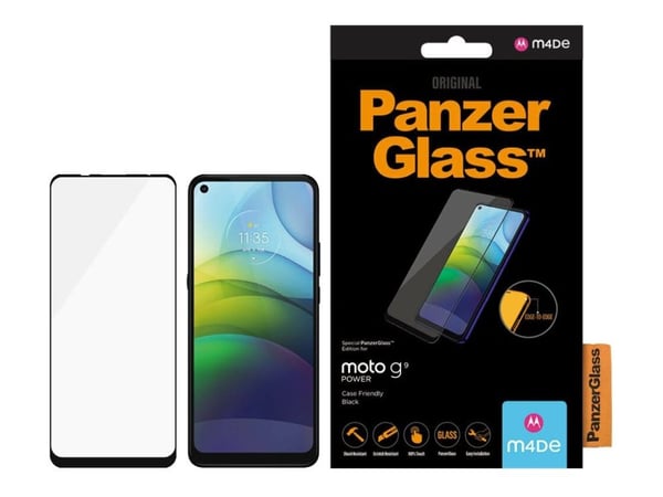 PanzerGlass - Skjermbeskyttelse for mobiltelefon - glass - rammefarge svart - for Motorola Moto G9 Power
