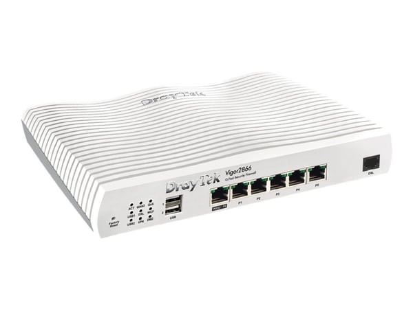 Draytek Vigor 2866 - Ruter - DSL-modem 5-ports switch - 1GbE - WAN-porter: 2 - veggmonterbar
