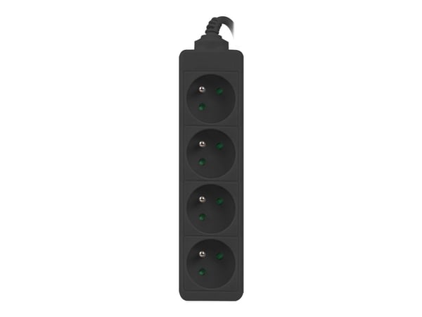 Lanberg PS0-04E-0100-IEC-BK, 1 m, 4 AC-pistorasia(a), Sisätila, Tyyppi E, Musta, 10 A