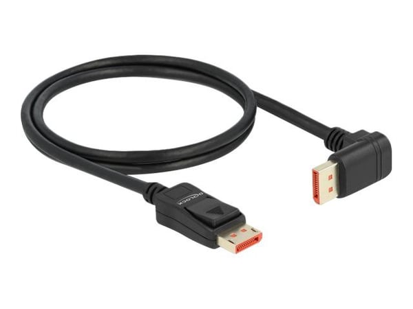 Delock - DisplayPort-kabel - DisplayPort (M) rett til DisplayPort (M) vinklet nedover - DisplayPort 1.4 - 1.0m - støtter 8K 60 Hz (7680 x 4320) - S...
