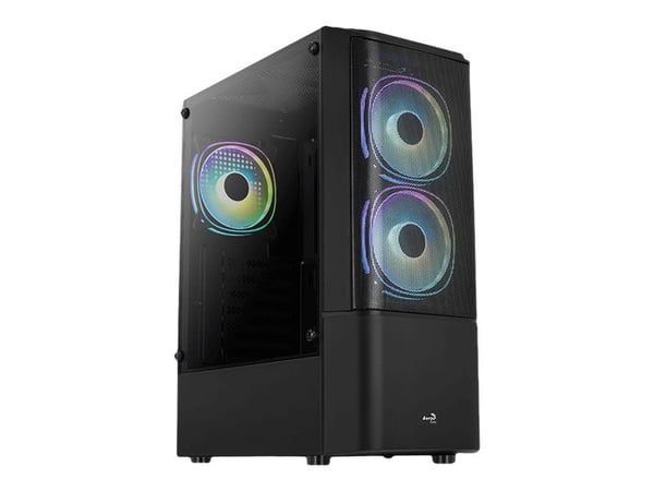 AeroCool Quantum Mesh - Mid tower - ATX - genomskinlig sidopanel (härdat glas) - ingen strömförsörjning (ATX) - svart - USB/ljud