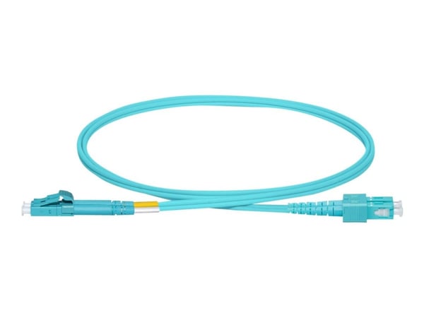 Lanview - Koblingskabel - LC/UPC-multimodus (hann) til SC/UPC-multimodus (hann) - 1 m - fiberoptisk - dupleks - 50 / 125 mikroner - OM3 - halogenfr...