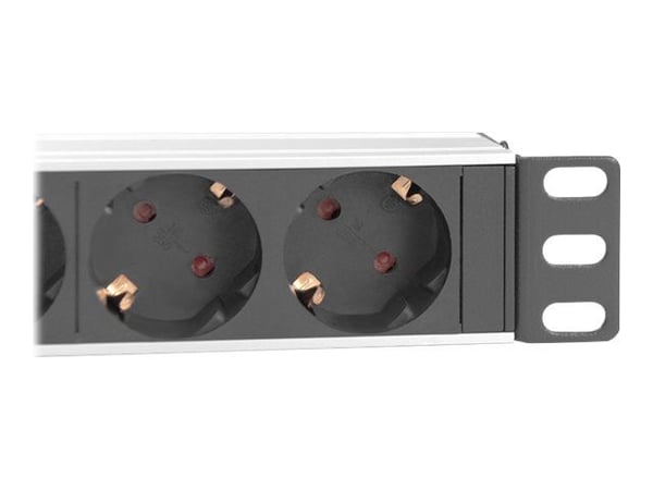 DIGITUS - Flerkoplingslist (kan monteres i rack) - AC 250 V - 4000 watt - inngang: CEE 7/4 - utgangskontakter: 4 (4 x strøm) - 1U - 10" - 2 m kabel