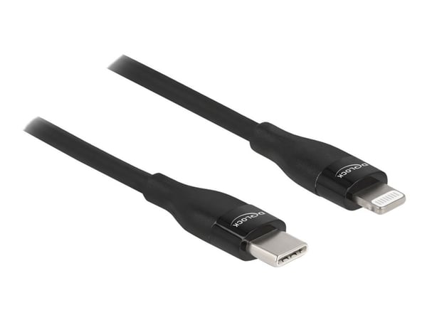 Delock - Lightning-kabel - 24 pin USB-C hann til Lightning hann - 50 cm - svart - Power Delivery-støtte