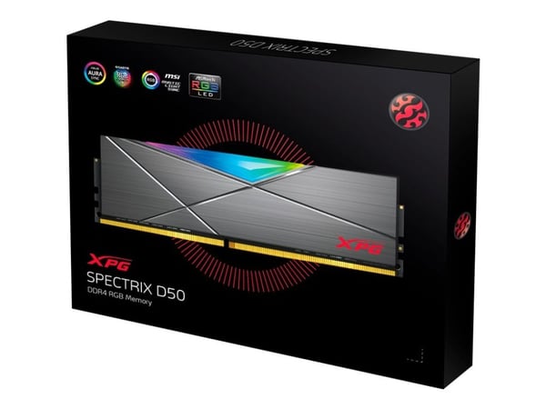 XPG SPECTRIX D50 - DDR4 - sett - 16 GB: 2 x 8 GB - DIMM 288-pin - 3200 MT/s / PC4-25600 - CL16 - 1.35 V - ikke-bufret - ikke-ECC - wolframgrå