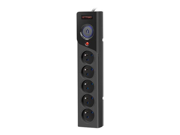 Armac Z5 - Ylijännitesuoja - AC 250 V - 2500 Watt - lähtöliittimet: 5 - 3 m kaapeli - musta