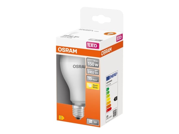 OSRAM LED STAR - LED-lyspære - form: A68 - mattslipt finish - E27 - 19 W (ekvivalent 150 W) - klasse E - varmt hvitt lys - 2700 K
