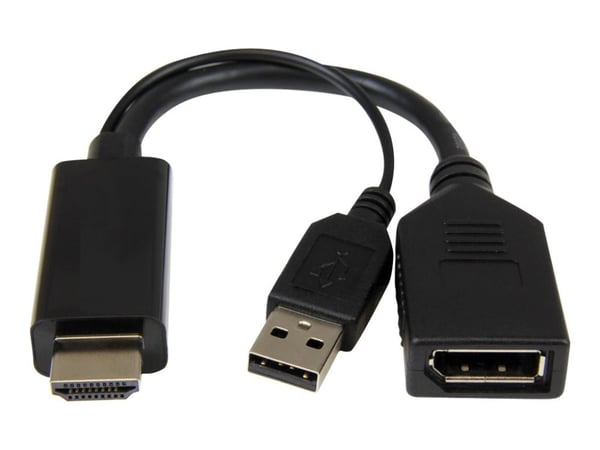 Cablexpert - Videoadapter - DisplayPort hun til HDMI, USB (kun strøm) han - 10 cm - aktiv, 4K30 Hz tuki