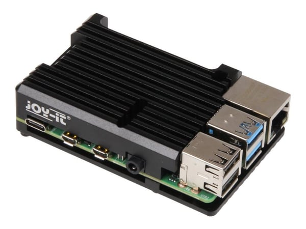 Joy-it ARMOR Case BLOCK SBC-kapsling Passar: Raspberry Pi inkl. passiv kylare Svart