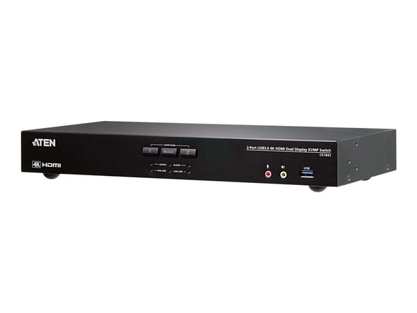 ATEN CS1842 2-Port USB 3.0 4K HDMI Dual Display KVMP Switch - KVM / lyd / USB-svitsj - 2 x KVM/lyd/USB - 1 lokalbruker - stasjonær