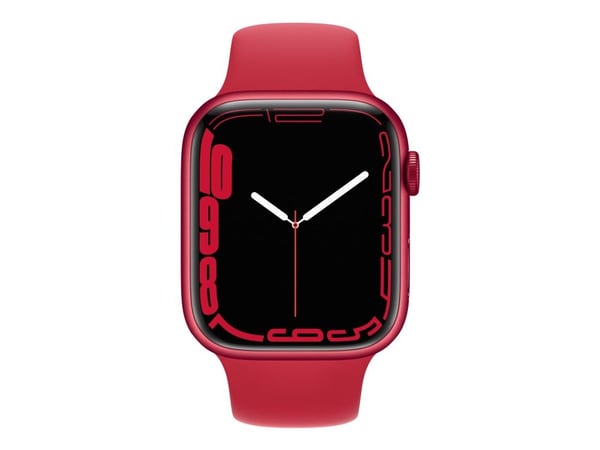 Apple Watch Series 7 (GPS) - (PRODUCT) RED - 45 mm - rød aluminium - smartklokke med sportsbånd - fluorelastomer - rød - båndbredde: Regular - 32 G...