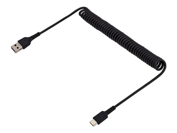 StarTech 3ft (1m) USB C Charging Cable, Coiled Heavy Duty Fast Charge & Sync USB-C Cable, High Quality USB 2.0 Type-C Cable, Rugged Aramid Fiber, T...