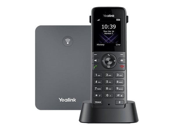 Yealink W73P - Trådløs VoIP-telefon med anrops-ID - DECT - treveis anropskapasitet - SIP, SIP v2, VQ-RTCPXR, RTCP-XR - romgrå, klassisk grå