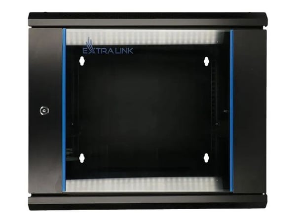 Extralink 9U 600X600 AZH WALL-MOUNTED RACKMOUNT CABINET SWING TYPE BLACK, Seinään asennettava laitekehikko, 9U, 60 kg, Näppäinlukko, Kotelon kiskot...