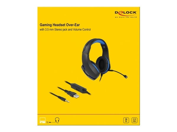 Delock - Hodesett - full størrelse - kablet - 3,5 mm jakk - svart, blå