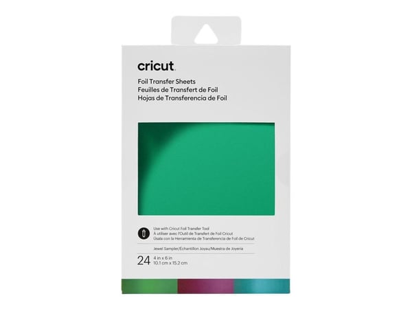 Cricut Jewel Sampler - Foil transfer sheet - 10.1 x 15.2 cm - 24 ark - akvamarin, aubergine, smaragd