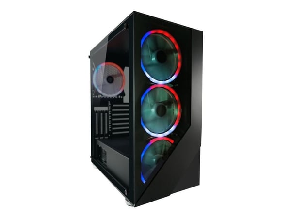 LC Power Gaming 803B Shaded_X - Mid tower - ATX - sidepanel med vindu (herdet glass) - ingen strømforsyning - svart - USB/lyd