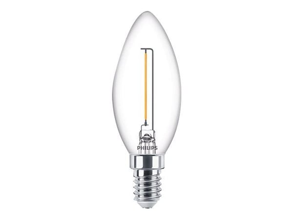 Philips - LED-filamentlyspære - form: B35 - klar finish - E14 - 1.4 W (ekvivalent 15 W) - klasse F - varmt hvitt lys - 2700 K