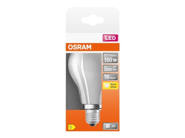 OSRAM LED Retrofit CLASSIC A - LED-filamentlyspære - form: A70 - E27 - 17 W (ekvivalent 150 W) - klasse D - varmt hvitt lys - 2700 K
