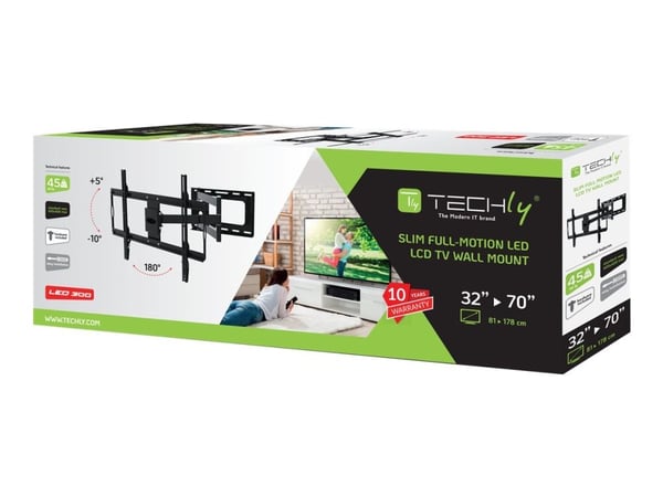Techly ICA-PLB-23M, 81,3 cm (32"), 177,8 cm (70"), 45 kg, 600 x 400 mm, 5 - 10°, Musta