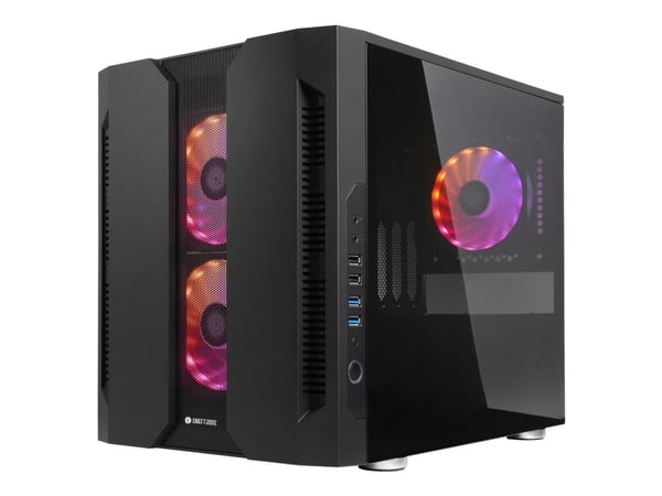 Chieftronic M2 - Kube - micro ATX - sidepanel med vindu (herdet glass) - ingen strømforsyning (ATX) - svart - USB/lyd