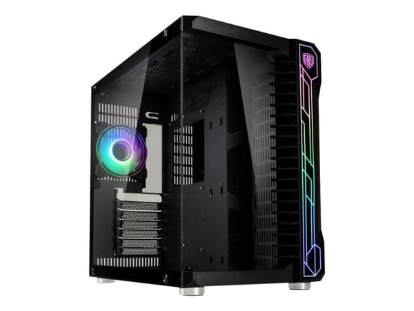 Kolink Unity Code X - Mid tower - ATX - sidepanel med vindu (herdet glass) - ingen strømforsyning (ATX) - svart - USB/lyd