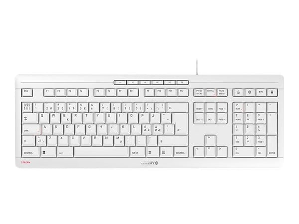 CHERRY STREAM KEYBOARD - Tastatur - USB - Pan Nordic - tastsvitsj: CHERRY SX - hvitgrå