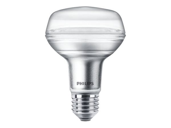 Philips - LED-pære for søkelys - form: R80 - E27 - 4 W (ekvivalent 60 W) - klasse F - varmt hvitt lys - 2700 K