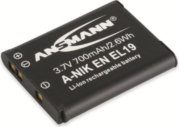 ANSMANN A-Nik EN EL 19 - Batteri - Li-Ion - 700 mAh - för Nikon Coolpix A100, A300, S2900, S32, S33, S3700, S5300, S6800, S6900, S7000, W100, W150