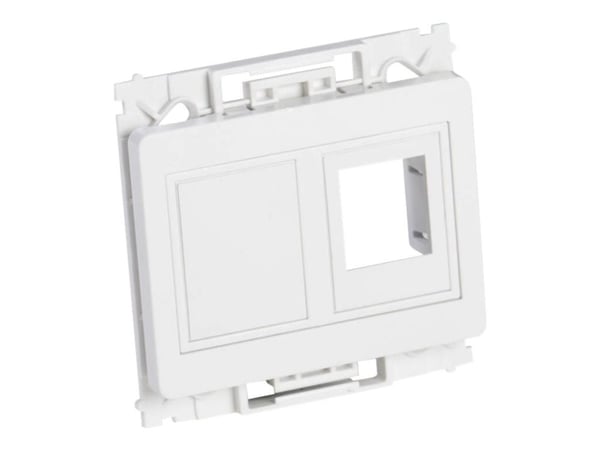 Lanview - Veggplate - Type O power outlet - med etiketteringsvindu - RJ 45 - 2 moduler - hvit