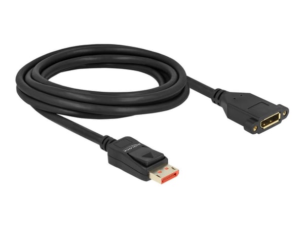 Delock - DisplayPort-forlengelseskabel - DisplayPort (hann) til DisplayPort (hunn) panelmonterbar - DisplayPort 1.4 - 3 m - 8 K 60 Hz (7680 x 4320)...
