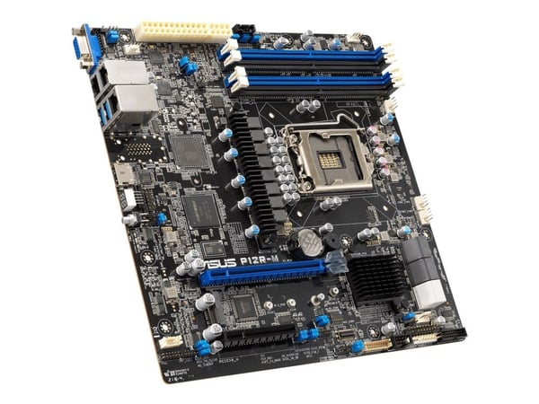 ASUS P12R-M - Hovedkort - micro ATX - LGA1200-sokkel - C252 Chipset - USB 3.2 Gen 2 - 2 x Gigabit LAN - innbygd grafikk