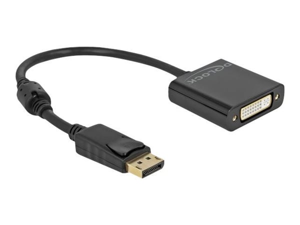 Delock - Video adapter - enkeltlenke - DisplayPort (hann) til DVI-I (hunn) - DisplayPort 1.2 - 20 cm - 4K-støtte, aktiv - svart