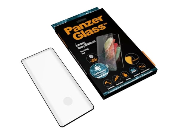 PanzerGlass™ | Case-Friendly - Skærmbeskytter for mobiltelefon - Edge-to-Edge passform - rammefarve sort | Samsung Galaxy S21 Ultra 5G