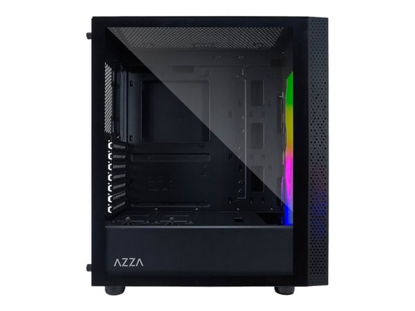 AZZA Celesta 340 - Mid tower - ATX - genomskinlig sidopanel (härdat glas) - ingen strömförsörjning (ATX) - svart - USB/ljud
