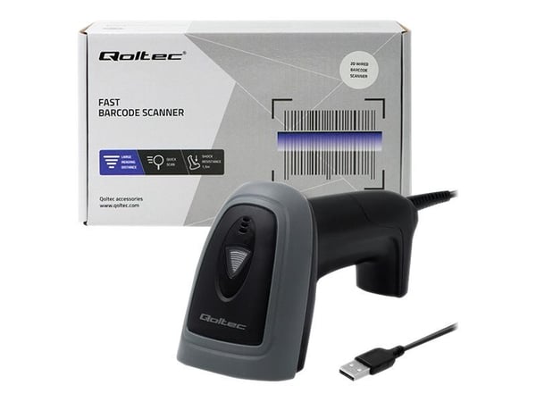 Qoltec - Strekkodeskanner - håndholdt - 2D-bildefremviser - 150 skann/sek - dekodet - USB