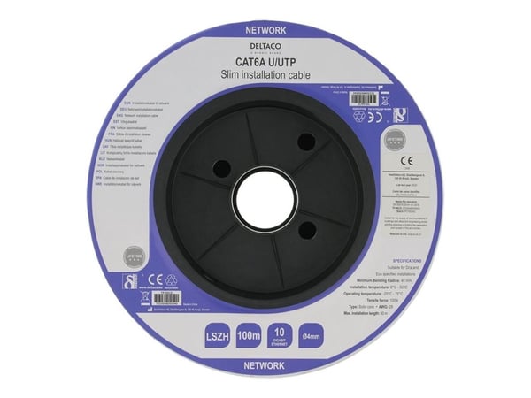 DELTACO - Bulkkabel - 100 m - UTP - CAT 6a - halogenfri, solid - vit