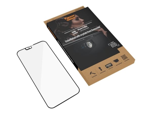 PanzerGlass CamSlider - Fashion Edition - skjermbeskyttelse for mobiltelefon - pyntet med krystaller fra Swarovski - glass - rammefarge svart - for...
