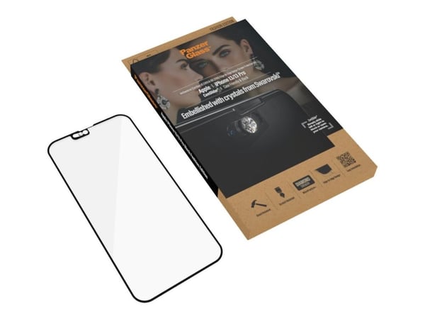 PanzerGlass CamSlider - Fashion Edition - skjermbeskyttelse for mobiltelefon - pyntet med krystaller fra Swarovski - glass - for Apple iPhone 13, 1...