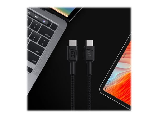 Green Cell PowerStream - USB-kabel - USB-C (hann) til USB-C (hann) - USB 2.0 - 30 cm - USB Power Delivery (60W) - svart