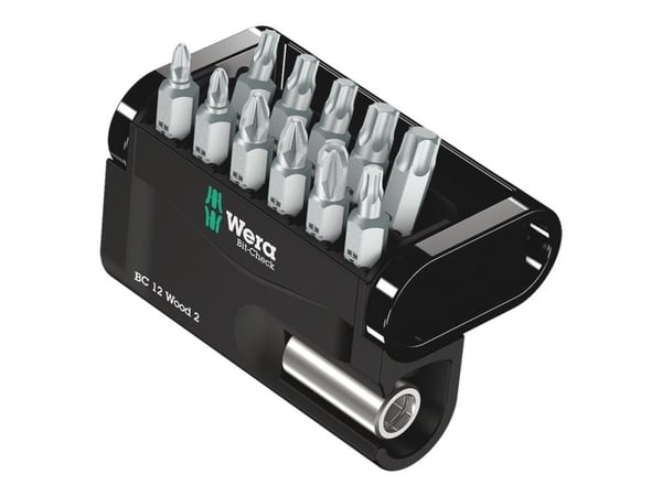 Wera Bit-Check 12 Wood 2 - Skrutrekkerspissett - 12 deler - inn holder