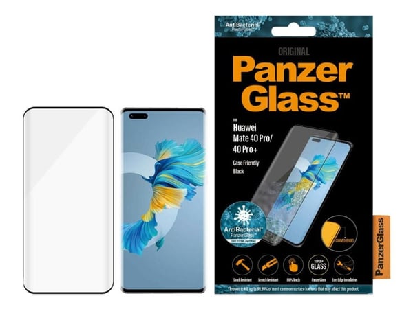 PanzerGlass - Skjermbeskyttelse for mobiltelefon - glass - rammefarge svart - for Huawei Mate 40 Pro