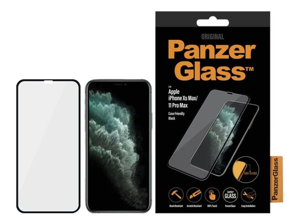 PanzerGlass - Skjermbeskyttelse for mobiltelefon - glass - 6.5" - rammefarge svart - for Apple iPhone 11 Pro Max, XS Max