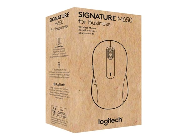 Logitech Signature M650 for Business - Mus - trådløs - 2.4 GHz, Bluetooth - Logitech Logi Bolt USB-mottaker - elfenbenshvit