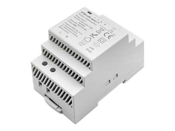 Qoltec - Strømforsyning (monterbar på DIN rail) - AC 220-240 V - 60 Watt - grå