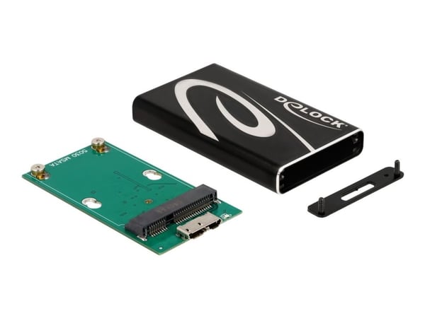 DeLOCK 42006, SSD-kotelo, mSATA, 5 Gbit/s, USB-liitettävyys, Musta