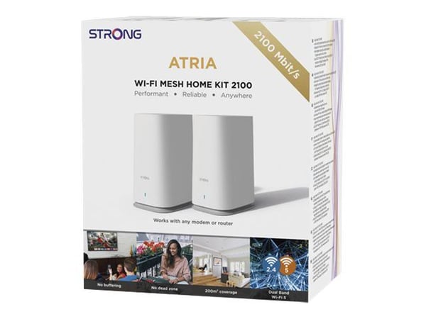 Strong ATRIA Wi-Fi Mesh Home 2100 ADD-ON, Valkoinen, Sisäinen, Verkkoreititin, Teho, Tila, 600 m², 20 dBmW