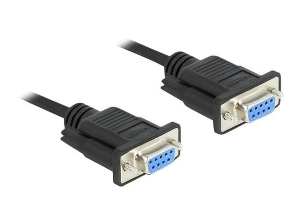 Delock - Null modem-kabel - DB-9 (hunn) til DB-9 (hunn) - 10 m - tommelskruer - svart